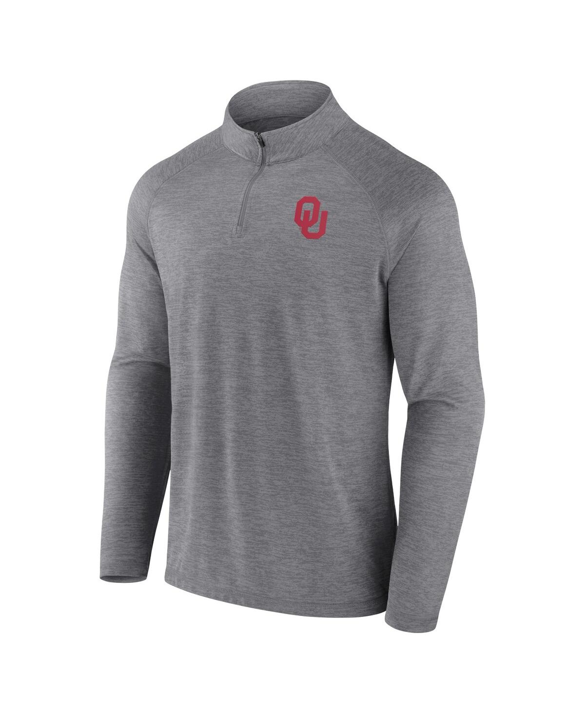 Fanatics Men's  Gray Oklahoma Sooners Primary Logo Raglan Quarter-zip Top In Gray