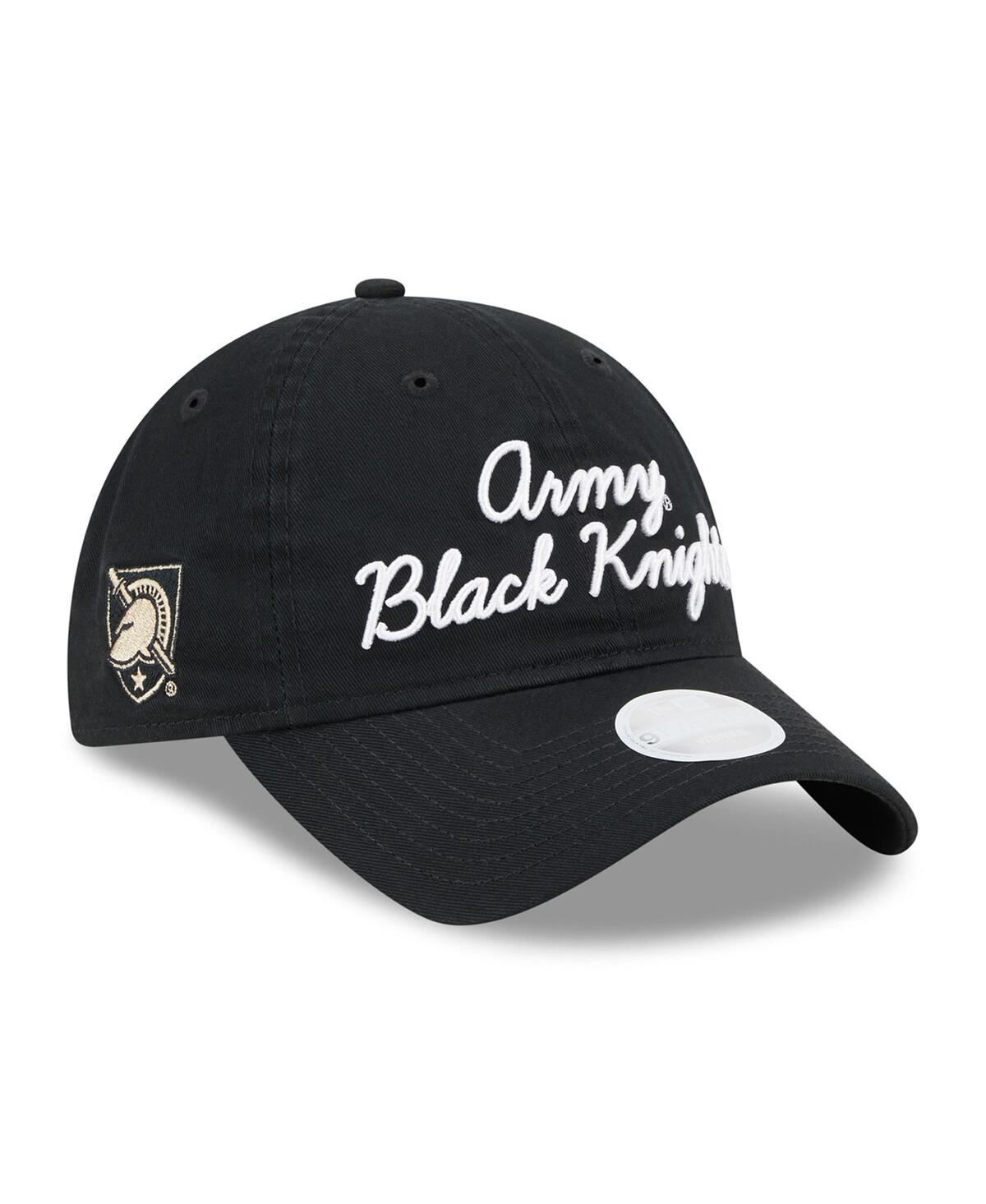 Women's New Era Black Army Black Knights Script 9TWENTY Adjustable Hat - Black