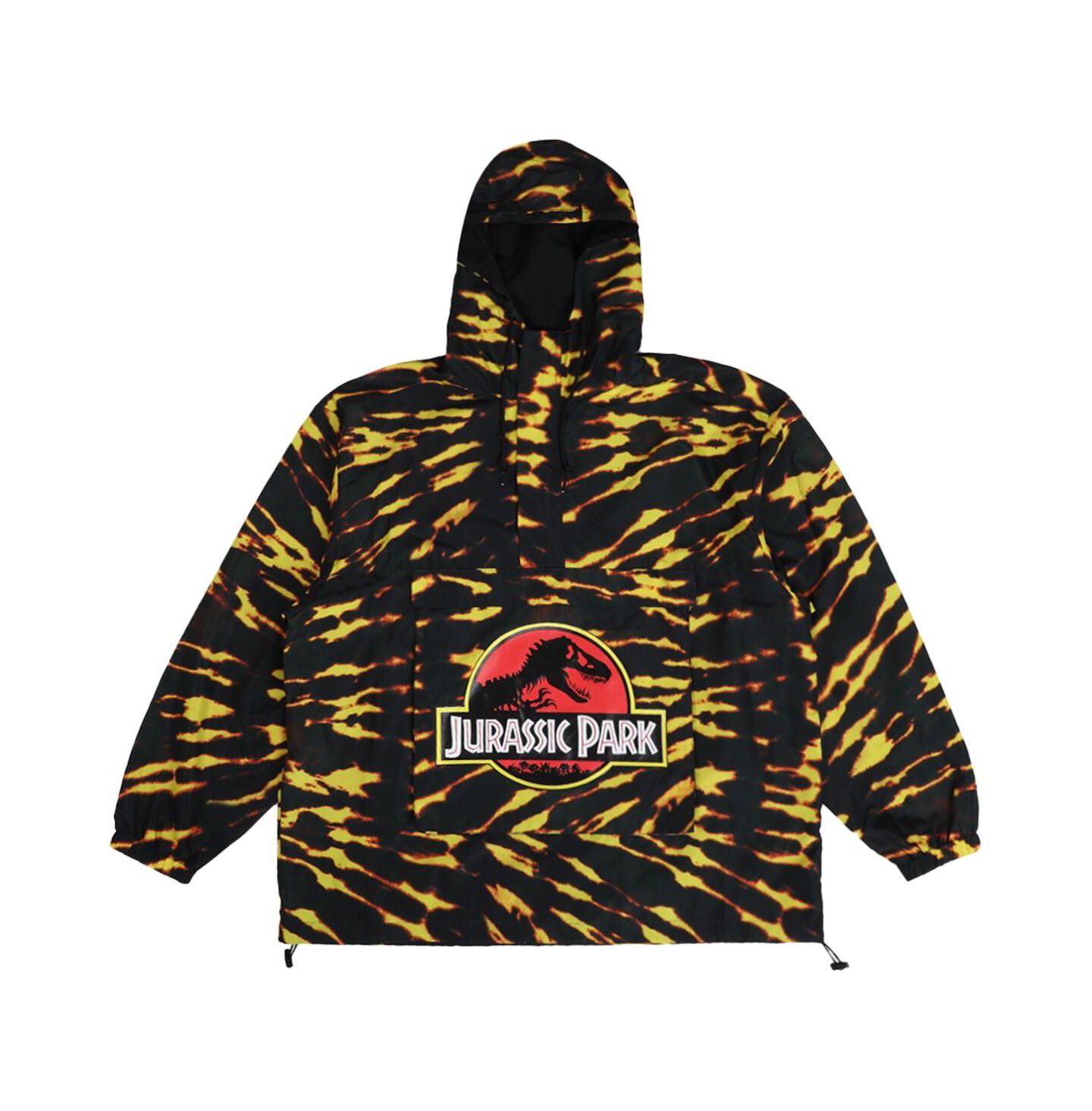 Мужские худи DUMBGOOD Black Jurassic Park Raptor Tie-Dye Half-Zip Anorak Jacket — фото 3