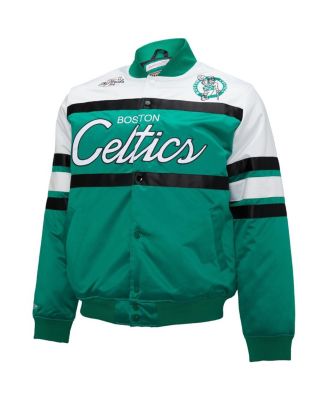 Men's Kelly Green, White Boston Celtics Big and Tall Heavyweight Full-Snap Satin Jacket