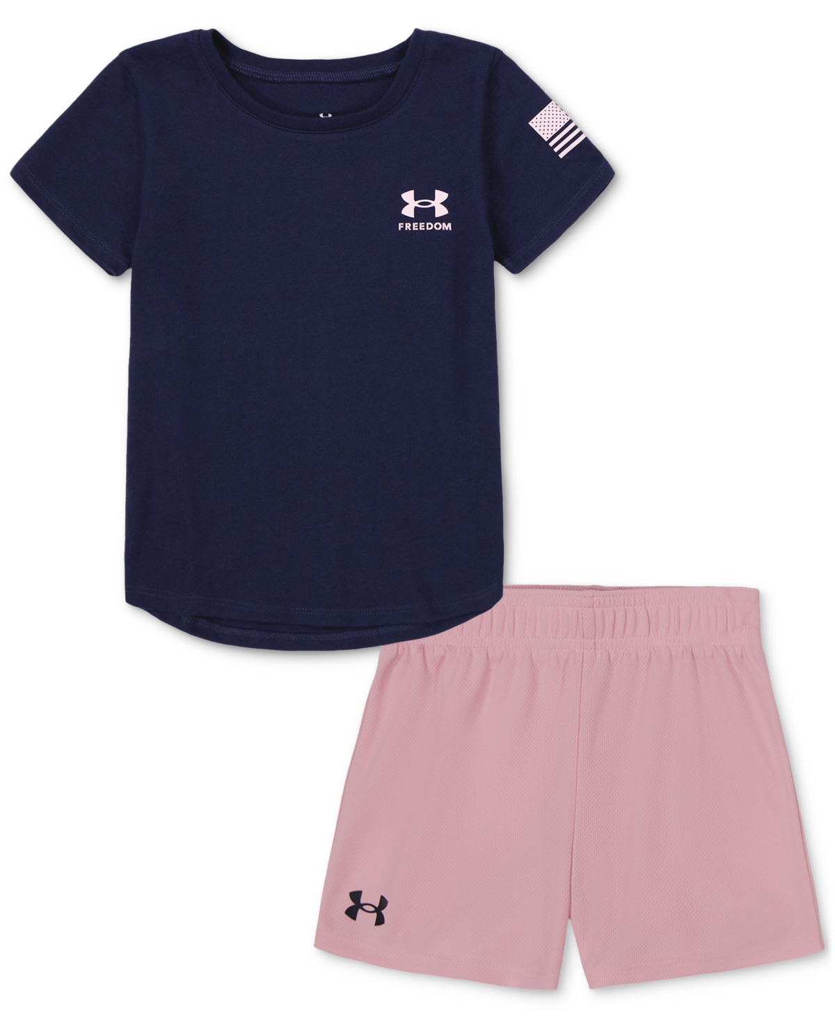 Shop Under Armour Toddler & Little Girls Freedom Flag T-shirt & Shorts, 2 Piece Set In Midnight Navy