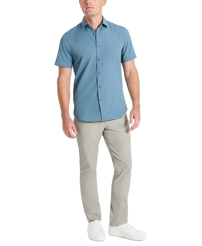 Kenneth Cole Men's Slim Fit Short-Sleeve Mixed Media Sport Shirt - Macy's