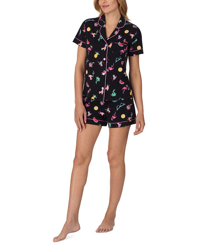 Cuddl Duds Women's 2-Pc. Notched-Collar Shortie Pajamas Set - Macy's