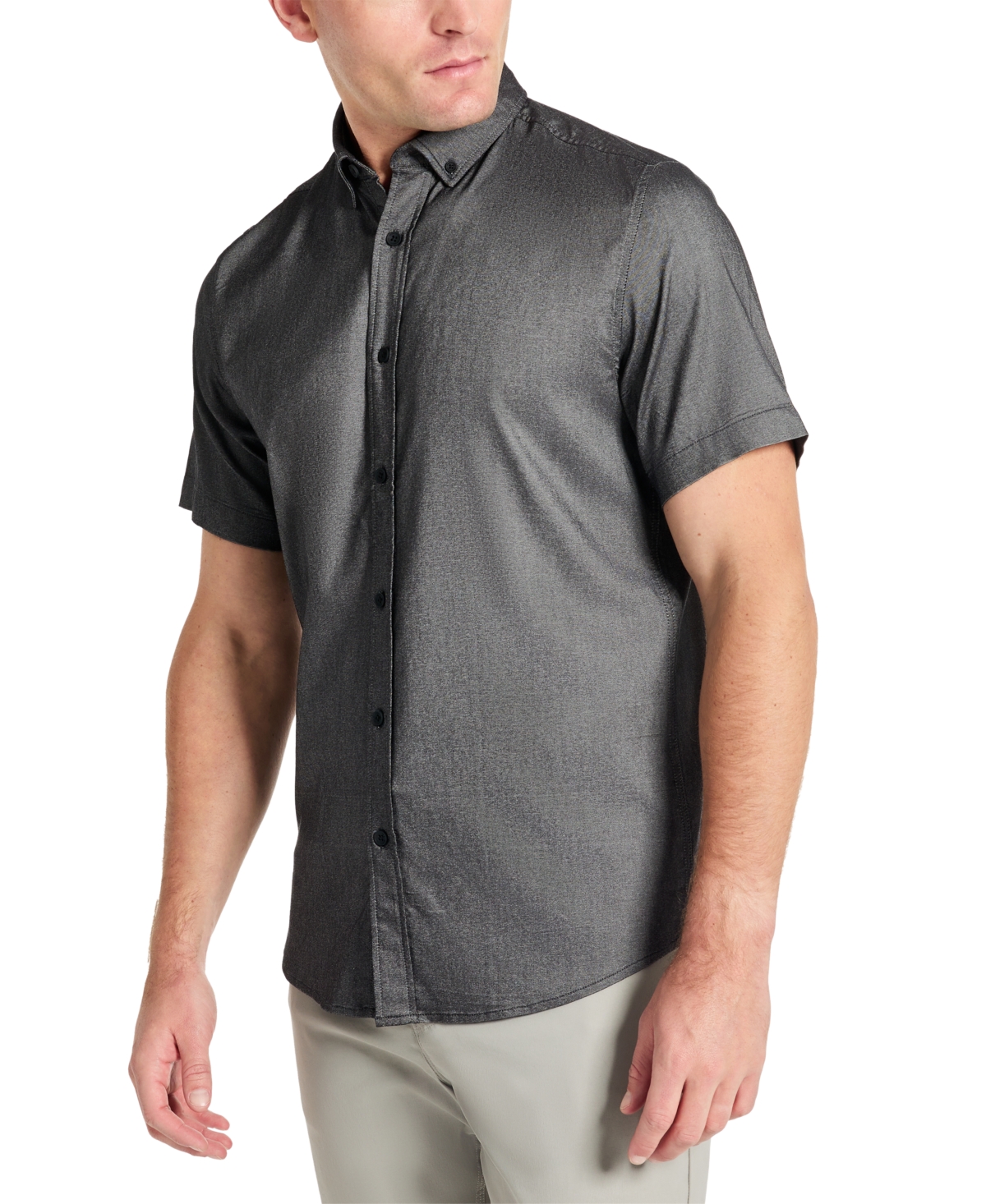 Men's Slim Fit Short Sleeve Button-Down Sport Shirt - Black
