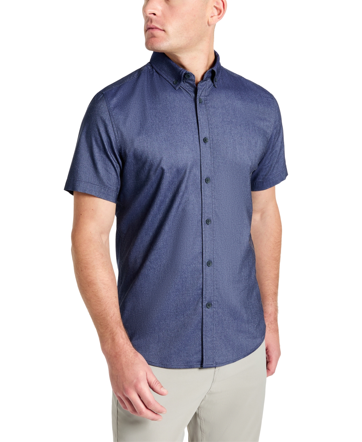 Men's Slim Fit Short Sleeve Button-Down Sport Shirt - Black