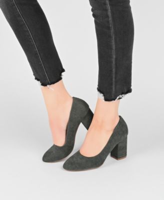 Women's Fai Corduroy Block Heel Round Toe Pumps