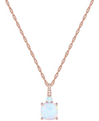 Lab-Grown White Sapphire Accent Gemstone 18" Pendant Necklace in Sterling Silver