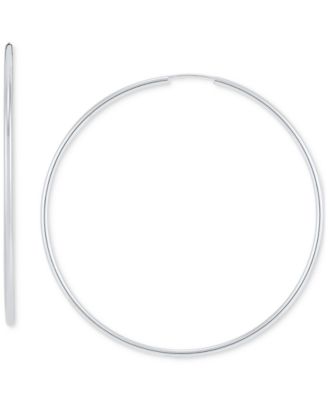 Macy's - Polished Classic Endless Medium Hoop Earrings in 14k White Gold, 2"