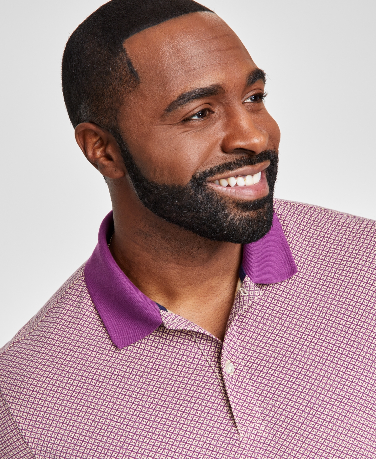 Club Room Men's Regular-Fit Geo-Print Performance Polo Shirt, Created for Macy's