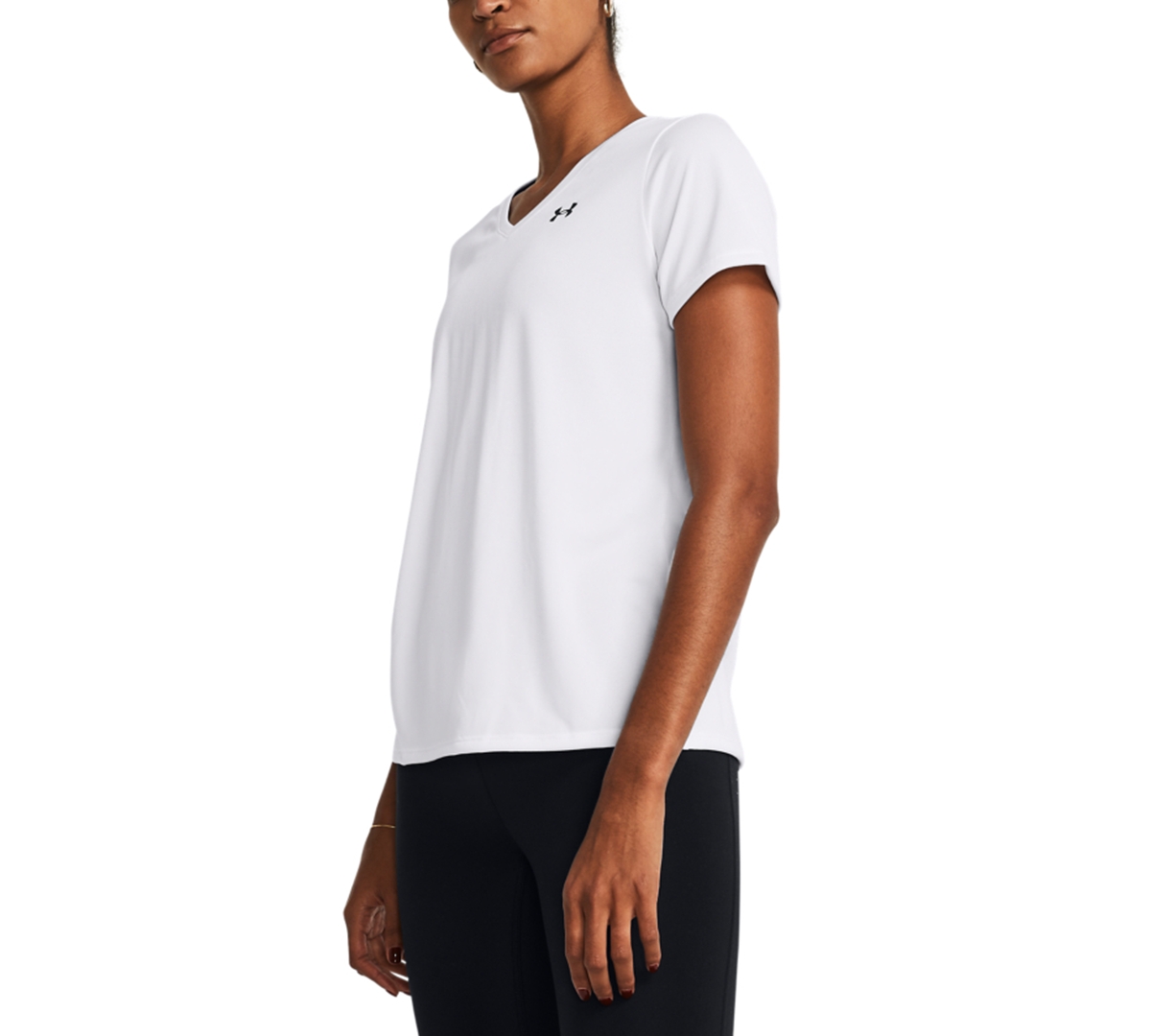 Under Armour Women's Tech V-neck Short-sleeve Top In White,black