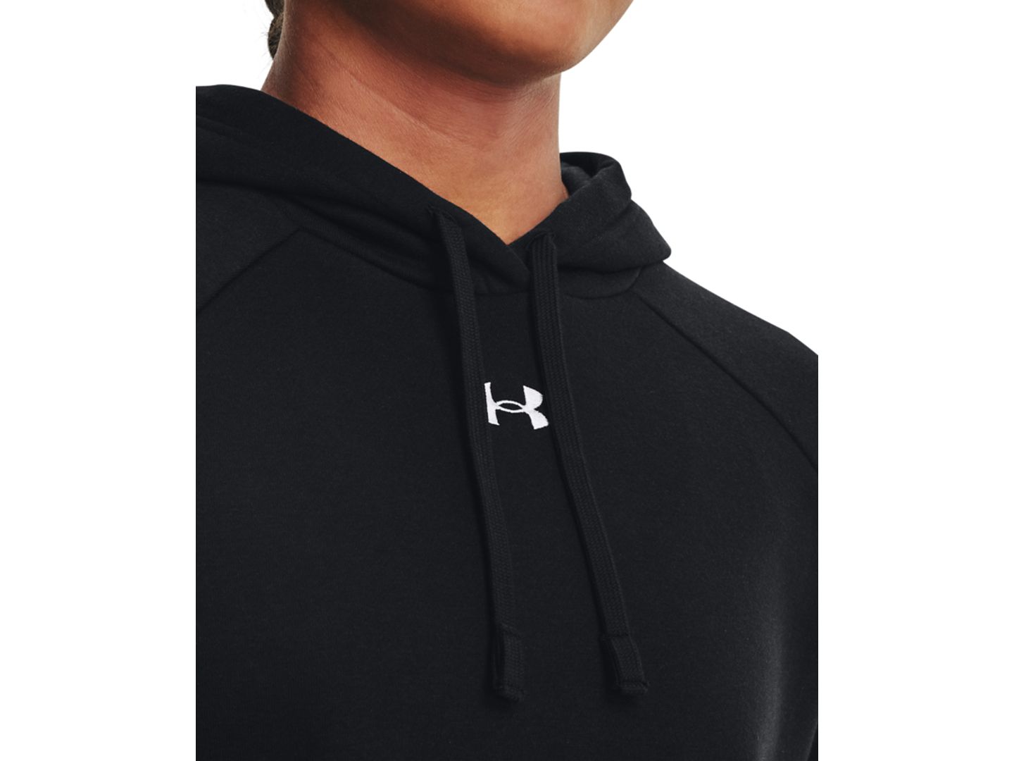Женское худи Under Armour Rival Fleece Long-Sleeve, цвет: Чёрный / Белый — фото 2