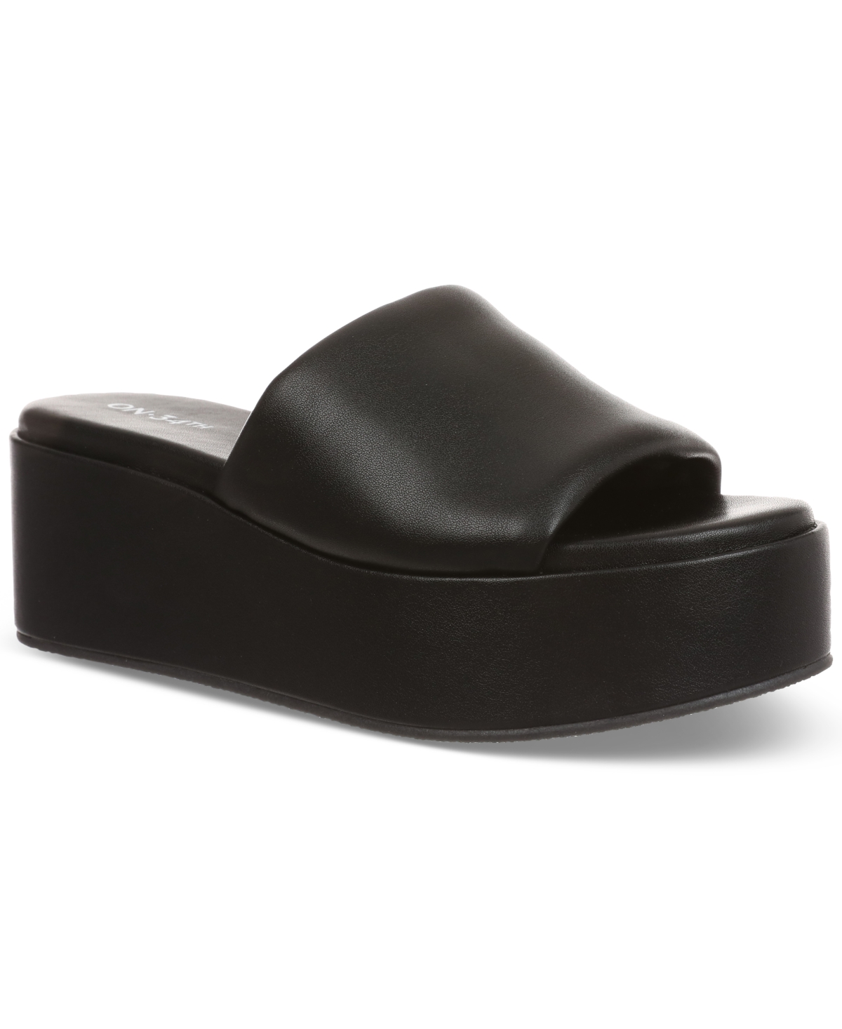 Shop On 34th Women's Blliss Slide Flatform Sandals, Created For Macy's In Black Smooth
