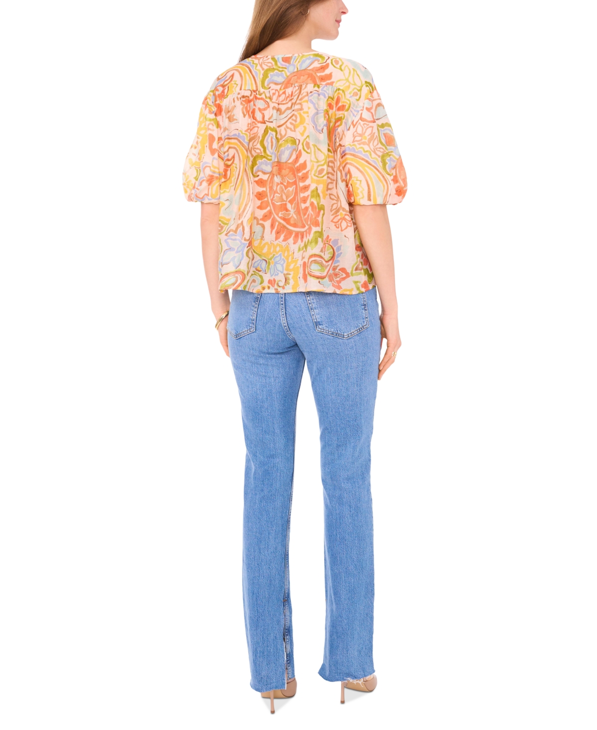 Vince Camuto Women's Printed Puff-Sleeve Top