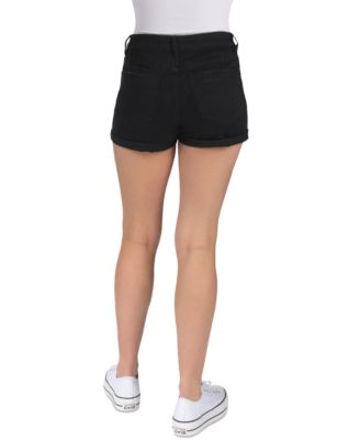 Juniors' Exposed-Button High Rise Destructed Shorts