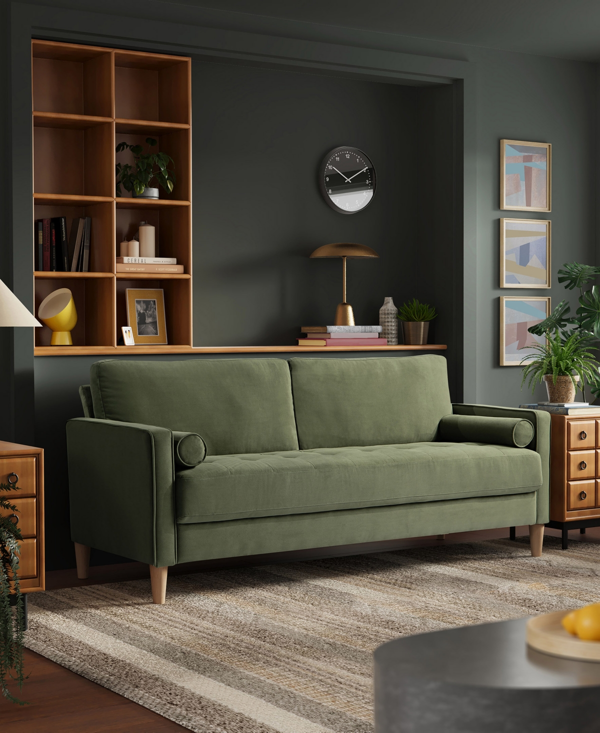 Shop Lifestyle Solutions 75.6" W Polyester Lillith Sofa With Track Arms In Olive