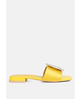 Womens Ollilie Rhinestones Embellished Brooch Slip On Sandals