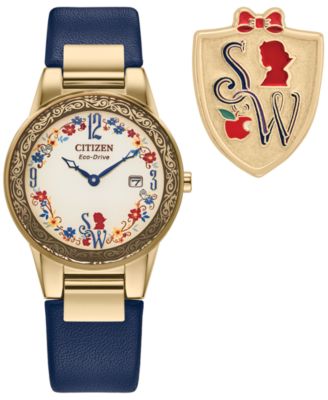 Eco-Drive Women's Disney Snow White Blue Leather Strap Watch 30mm Gift Set
