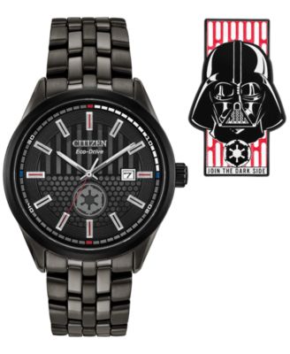 Citizen Eco-Drive Men's Star Wars Darth Vader Black-Tone Stainless Steel Bracelet Watch 41mm Gift Set