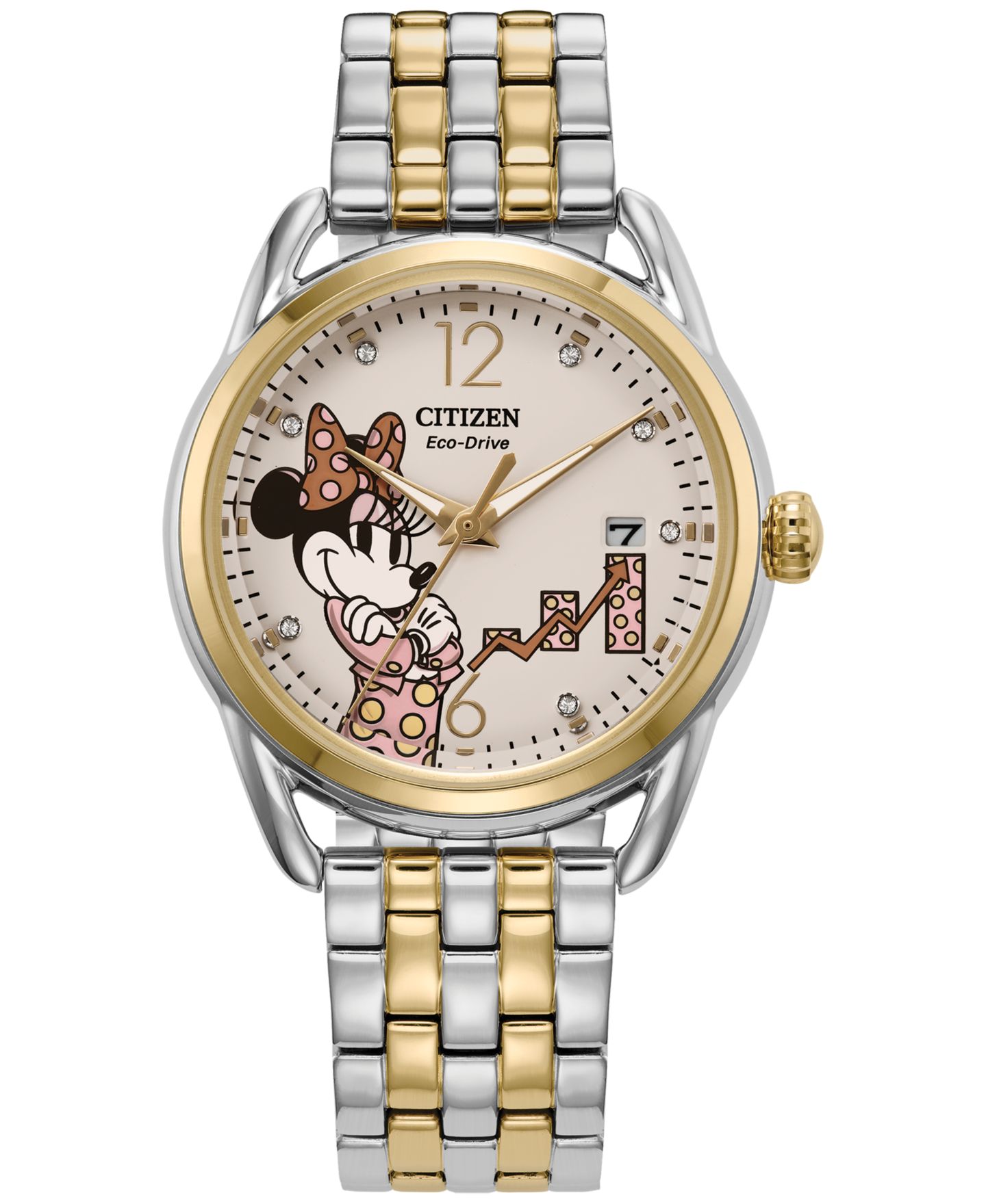 Женские часы Citizen Eco-Drive Disney Empowered Minnie Mouse Two-Tone Stainless Steel Bracelet Watch 36mm — фото 1