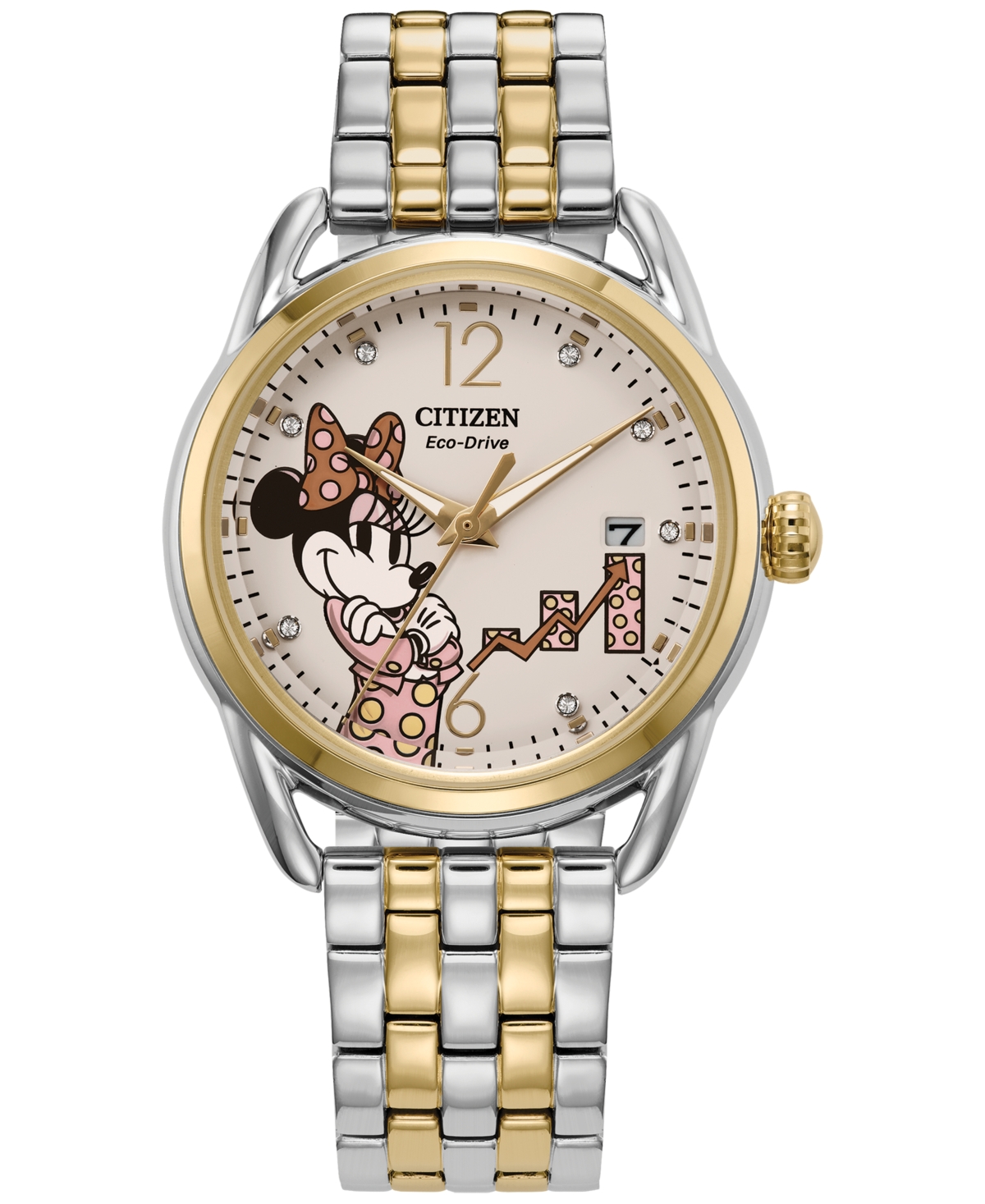 Shop Citizen Eco-drive Women's Disney Empowered Minnie Mouse Two-tone Stainless Steel Bracelet Watch 36mm In No Color