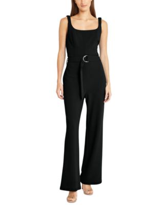 Donna Morgan - Women's Square-Neck Belted Jumpsuit