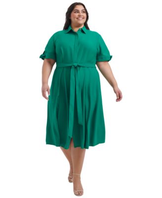 Calvin Klein - Plus Size Tie-Sleeve Shirtdress