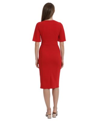 Maggy London Women's Crepe Flutter-Sleeve Midi Dress - Macy's