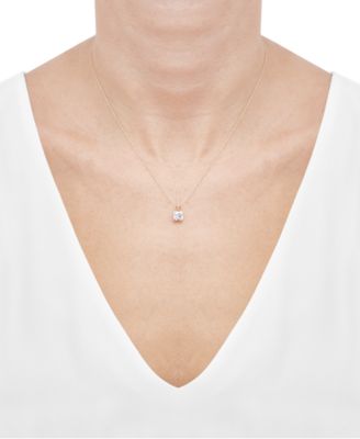 Princess-Cut Cubic Zirconia Pendant Necklace in 14k Gold or White Gold