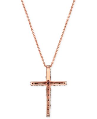 Chocolate Ombr&eacute; Diamond Cross 18" Pendant Necklace (1/2 ct. t.w.) in 14k Gold (Also Available in Rose Gold or White Gold)