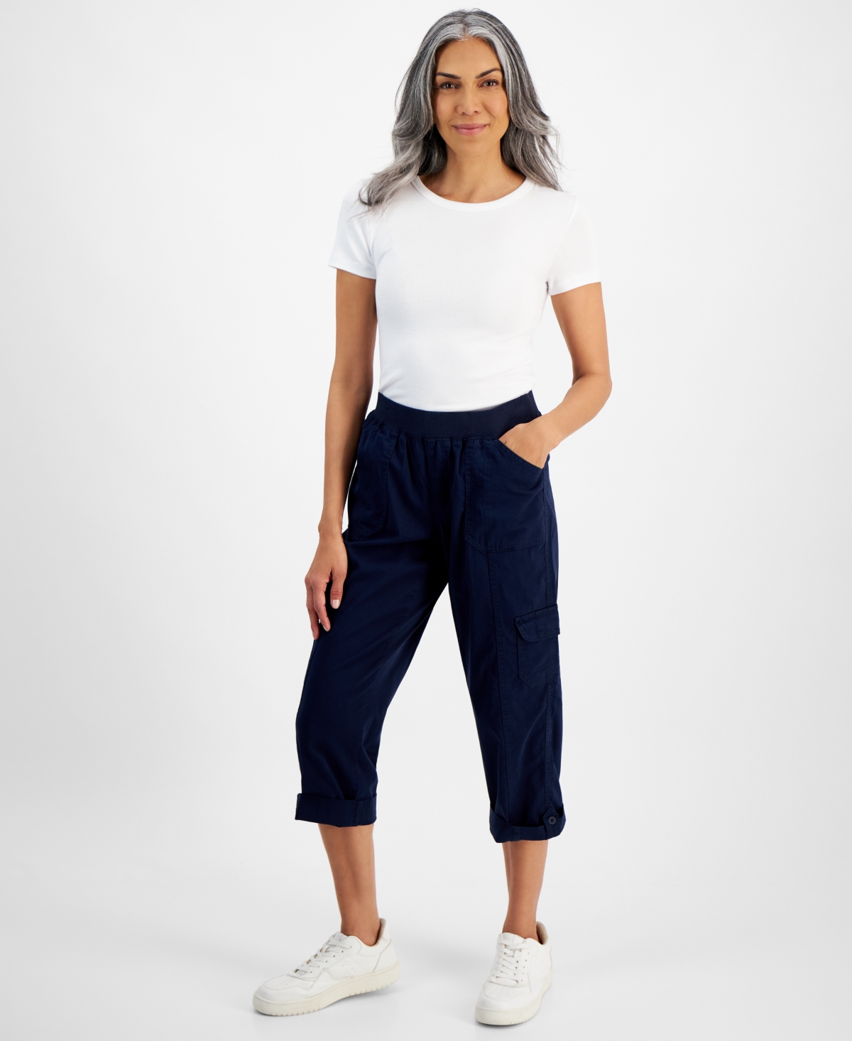 Style & Co Women's Pull On Cuffed Utility Pants Green Size 4