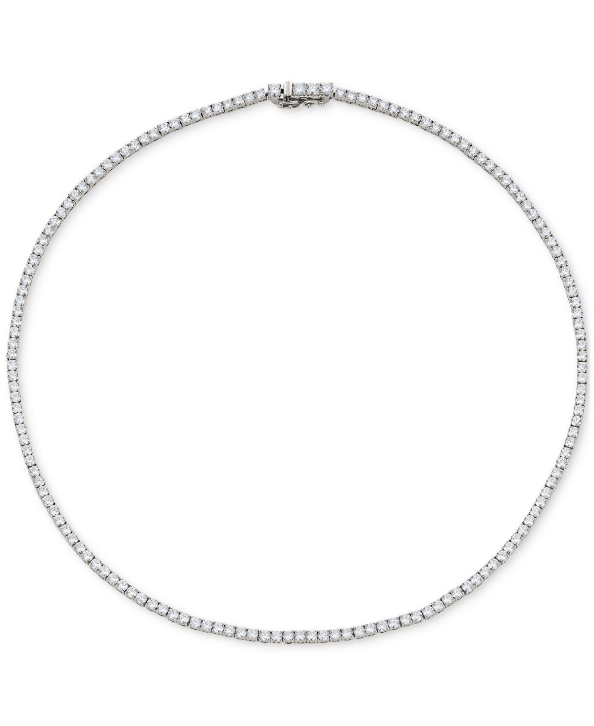 Shop Eliot Danori Rhodium-plated Cubic Zirconia 16" Tennis Necklace, Created For Macy's