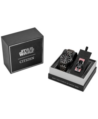 Citizen Eco-Drive Men's Star Wars Darth Vader Black-Tone Stainless Steel Bracelet Watch 41mm Gift Set