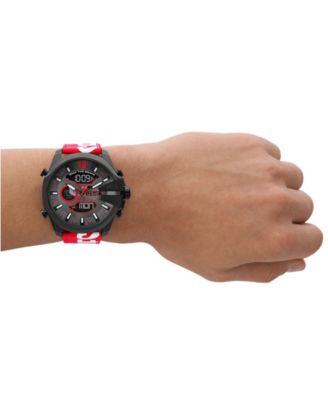 Diesel Men's Mega Chief Digital Red Leather Watch 51mm - Macy's