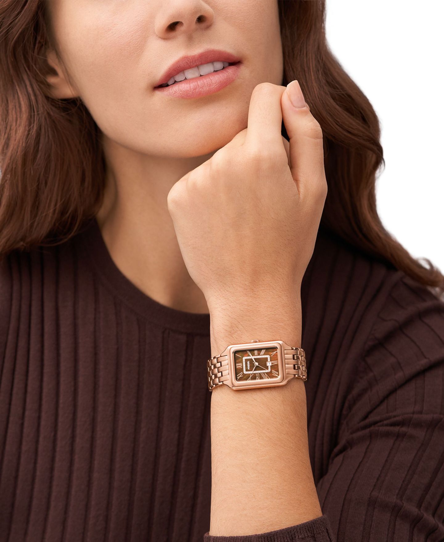 Женские часы Fossil Raquel Three-Hand Date Rose Gold-Tone Stainless Steel Watch 26mm — фото 5