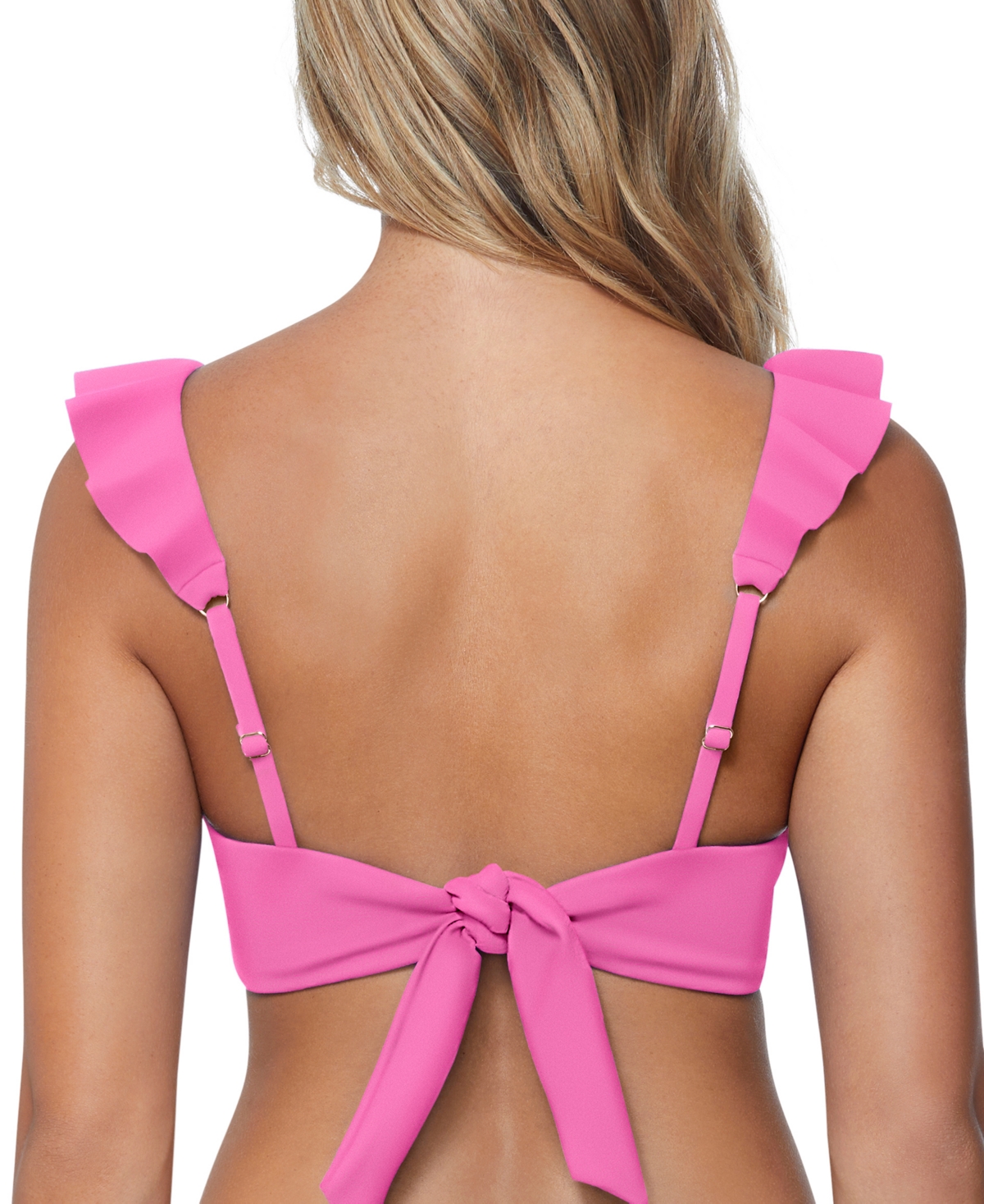 Shop Raisins Juniors' Canne Ruffle-trim V-neck Bikini Top In Pink