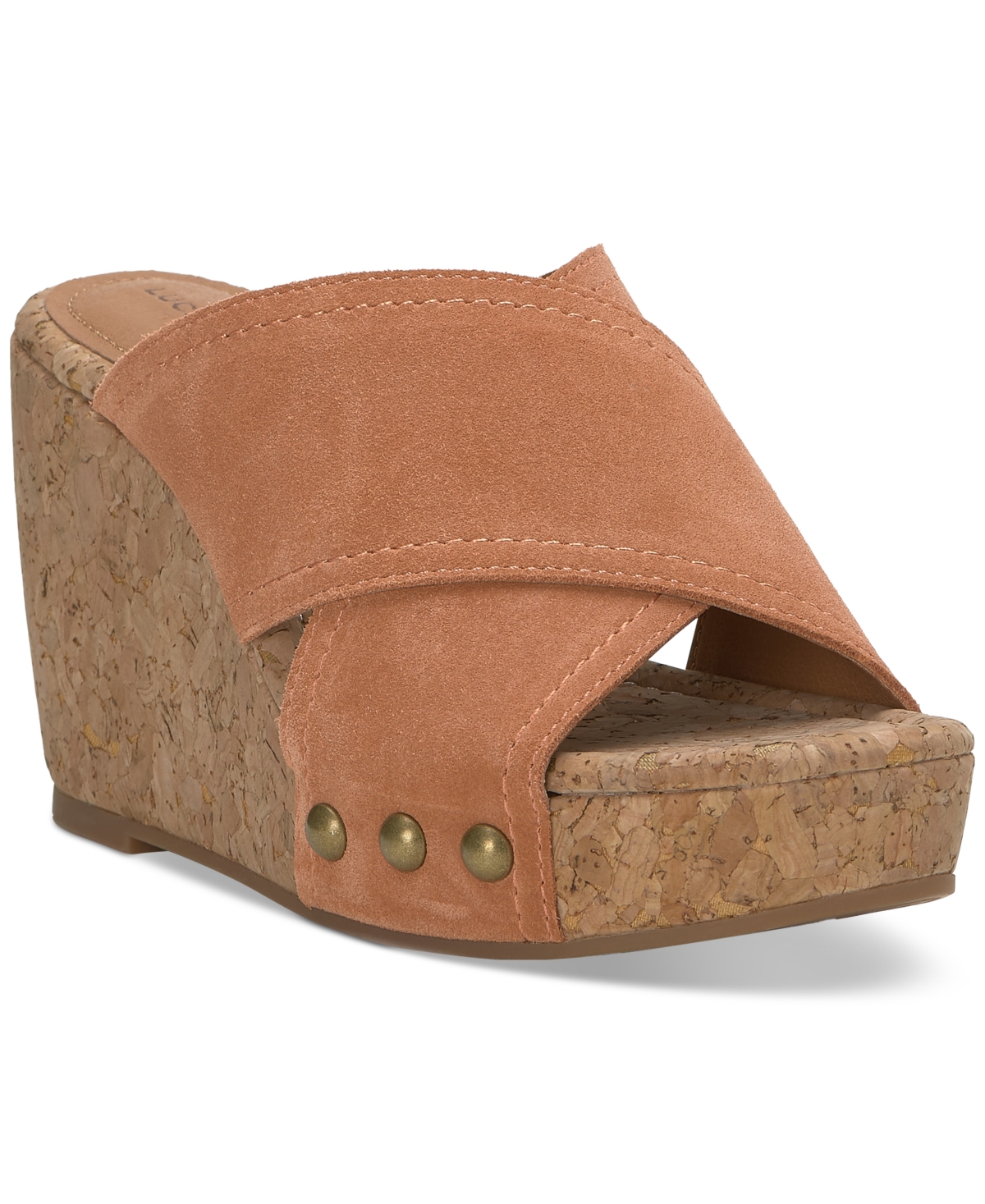 Shop Lucky Brand Women's Valmai Platform Wedge Sandals In Sunburn Suede