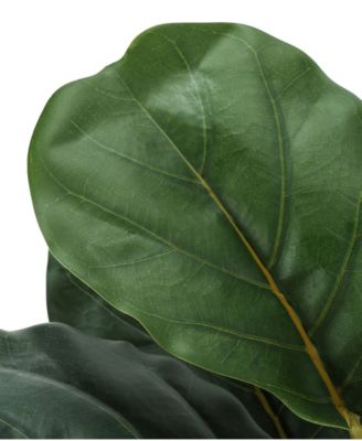 28" Indoor Artificial Floor Fiddle Tree with Decorative Beige Woven Basket