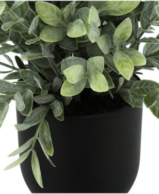 11" Indoor Artificial Eucalyptus Grass Plants with Decorative Black Pots, Set Of 2