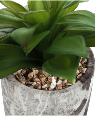 6" Indoor Artificial Succulent Plants with Decorative Grey Cement Pots, Set Of 2