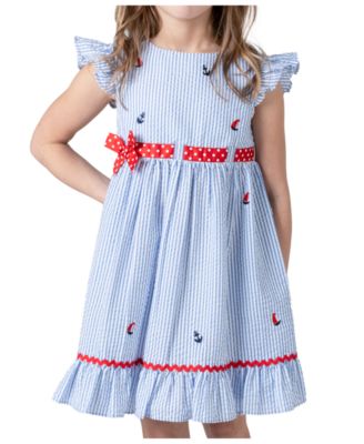 Rare Editions Little Girls Nautical Flutter Sleeve Seersucker Dress Macy s