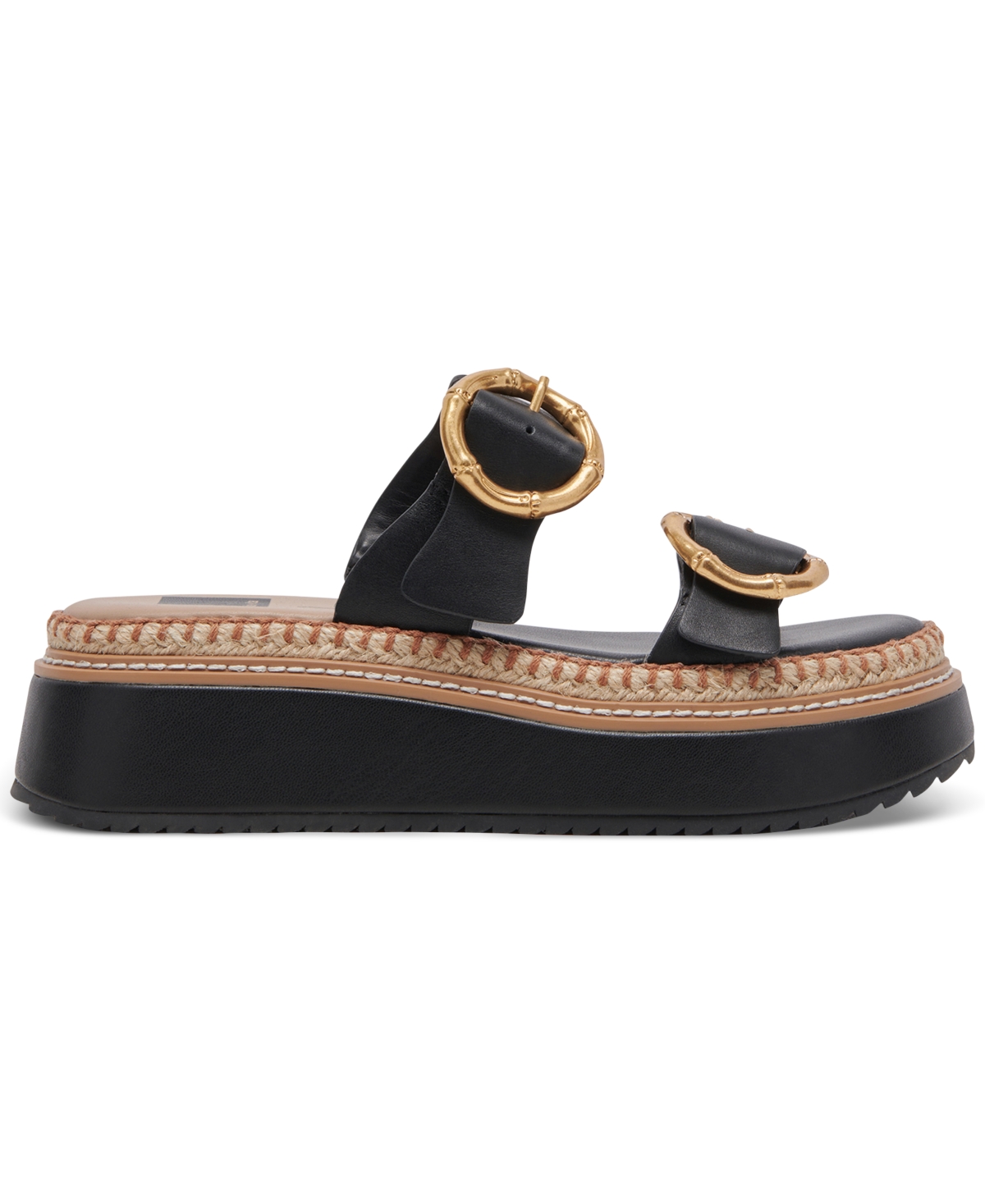 Shop Dolce Vita Women's Rysha Buckled Espadrille Platform Wedge Sandals In Black Leather
