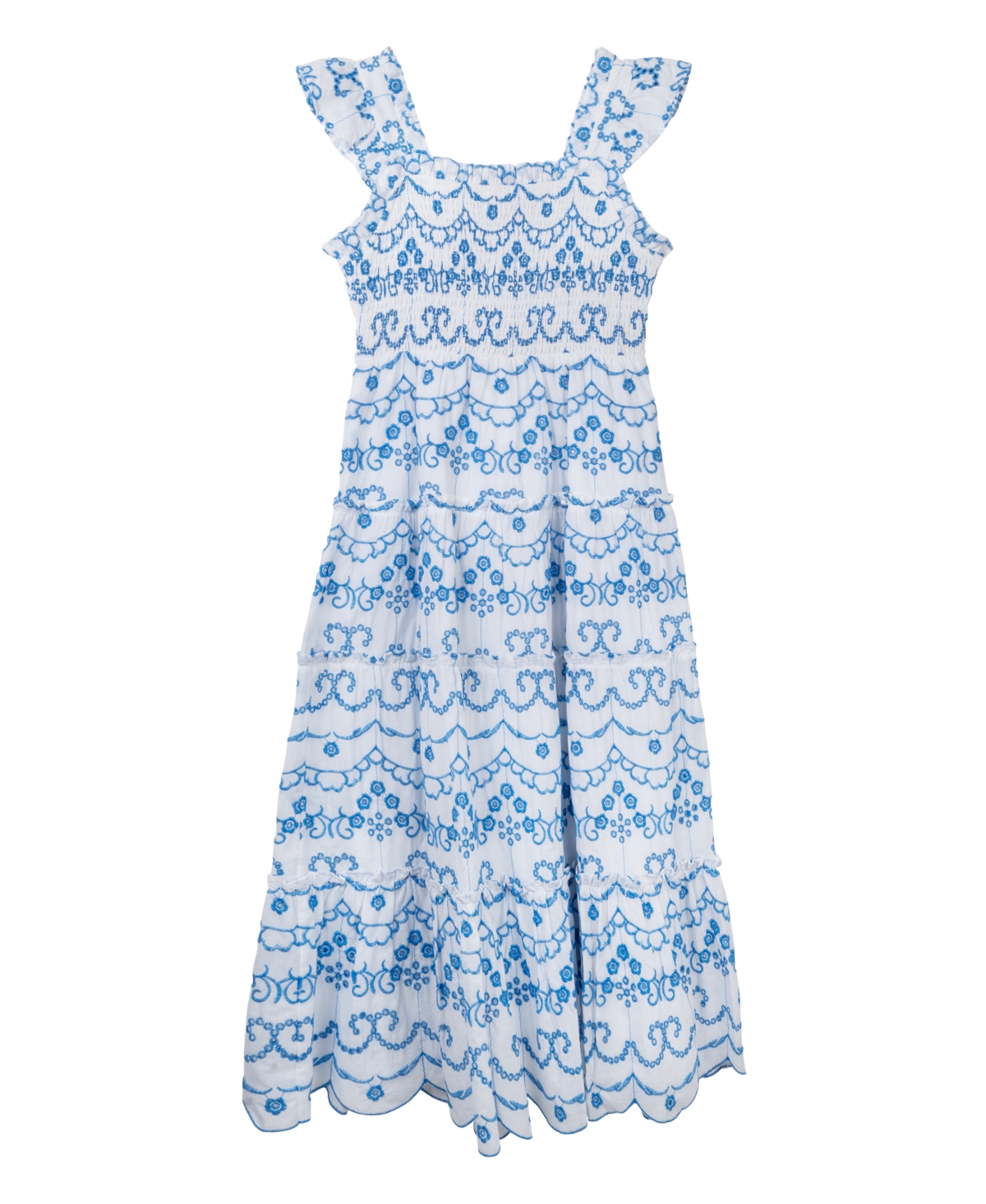 Shop Rare Editions Big Girls Embroidered Eyelet Maxi Dress In Blue