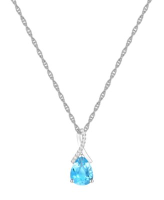 Macy's - Amethyst (1-1/3 ct. t.w.) & Lab-Grown White Sapphire (1/20 ct. t.w.) Pear 18" Pendant Necklace in 14k Gold (Also Available in Additional Gemstones)
