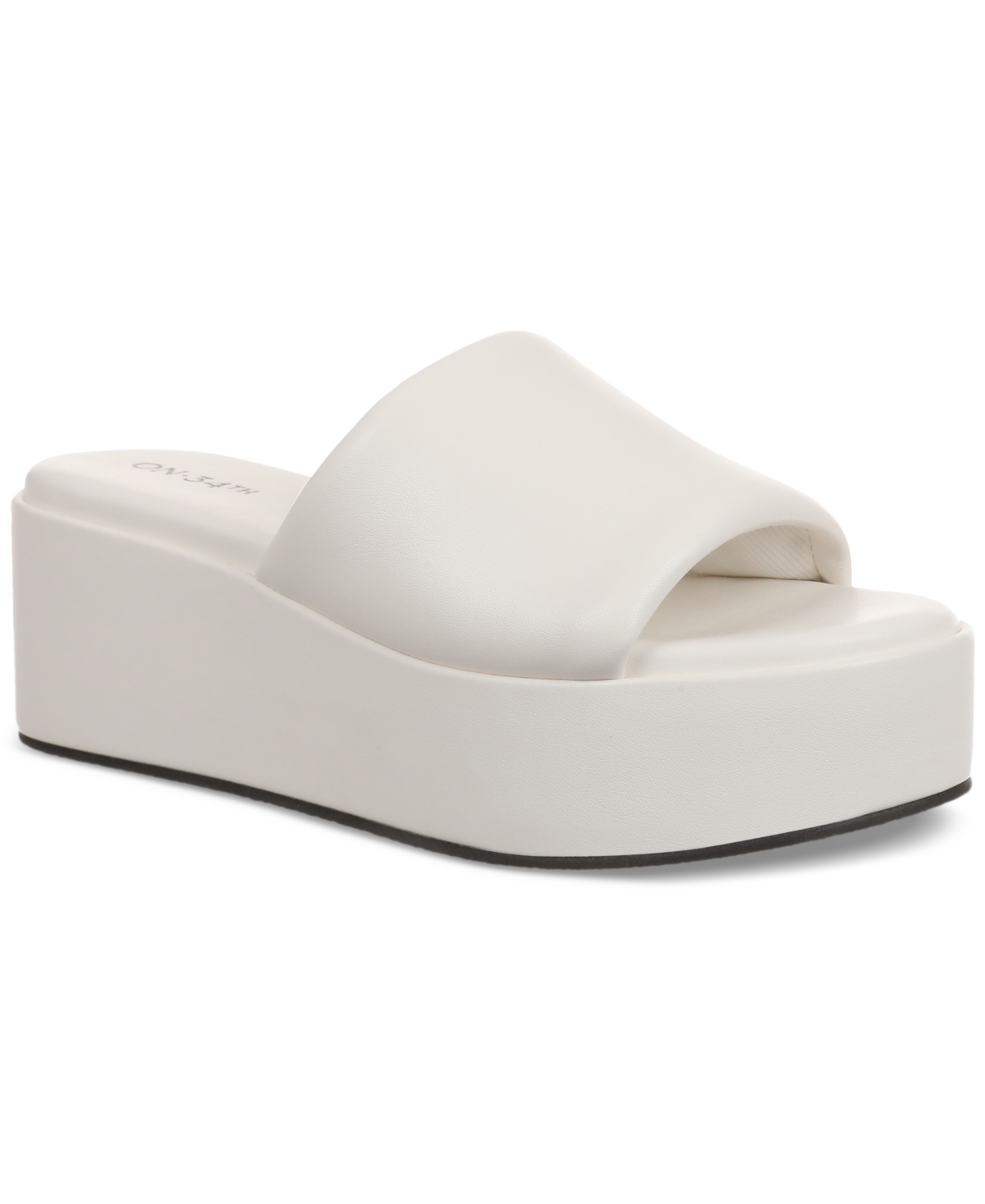 Women's Blliss Slide Flatform Sandals, Created for Macy's - White Smooth