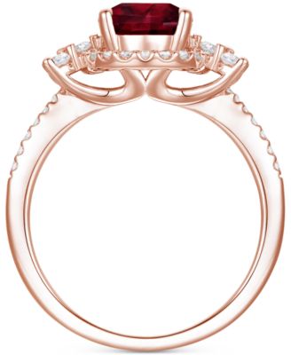 Garnet (1-1/10 ct. t.w.) & Lab-Grown White Sapphire (1/2 ct. t.w.) Ring in 14k Rose Gold-Plated Sterling Silver (Also in Lab-Grown Blue Sapphire)