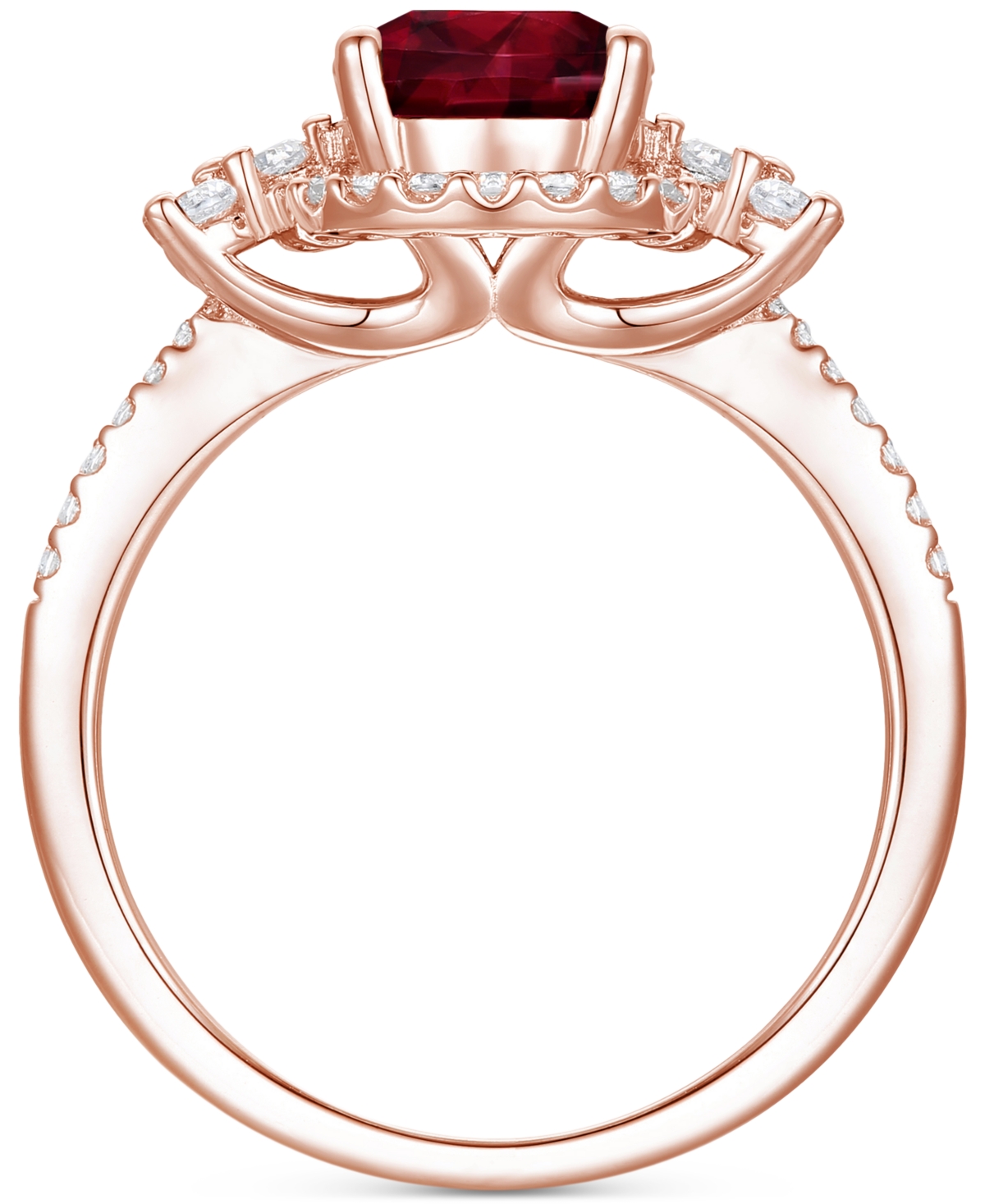 Macy's Garnet (1-1/10 Ct. T.w.) & Lab-grown White Sapphire (1/2 Ct. T.w.) Ring In 14k Rose Gold-plated Ster In Garnet