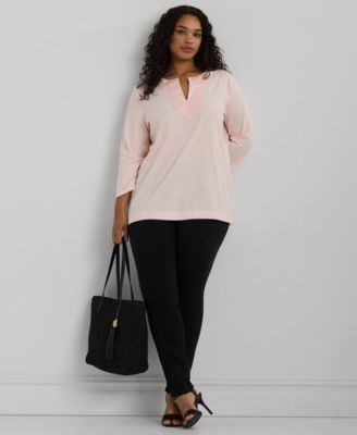 Lauren Ralph Lauren Women's Plus Size Split-Neck Three
