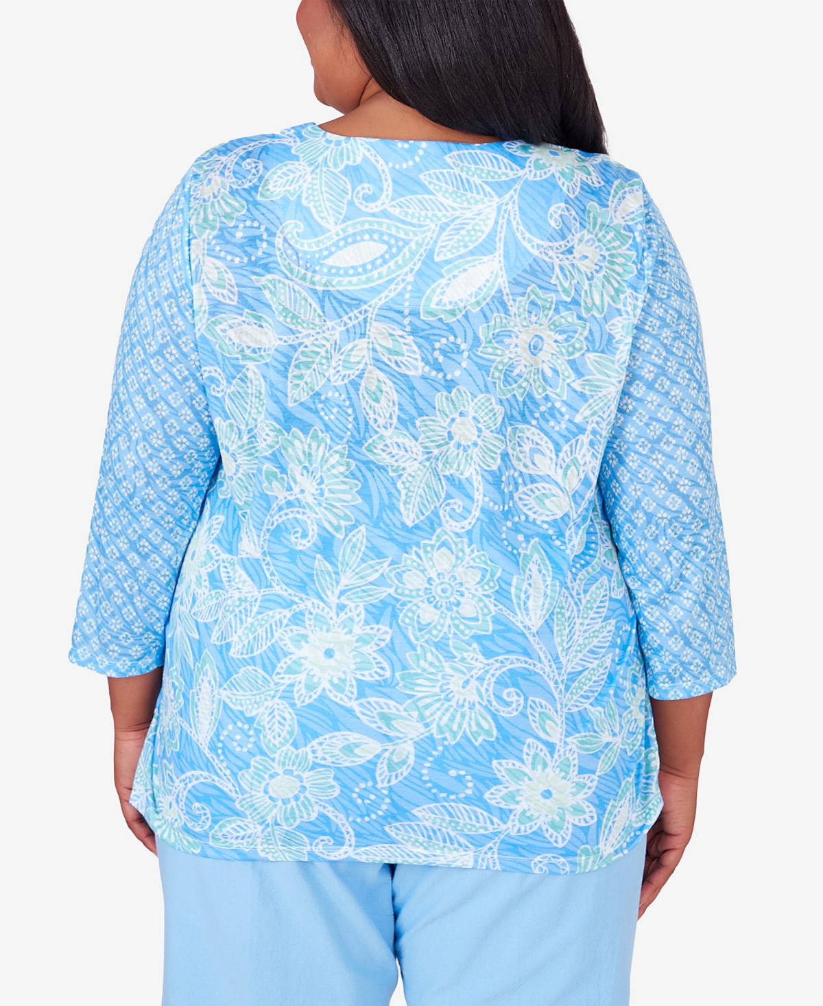 Alfred Dunner Plus Size Hyannisport Crew Neck Floral Top