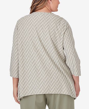 Alfred Dunner Plus Size Tuscan Sunset Rib Knit Top - Macy's