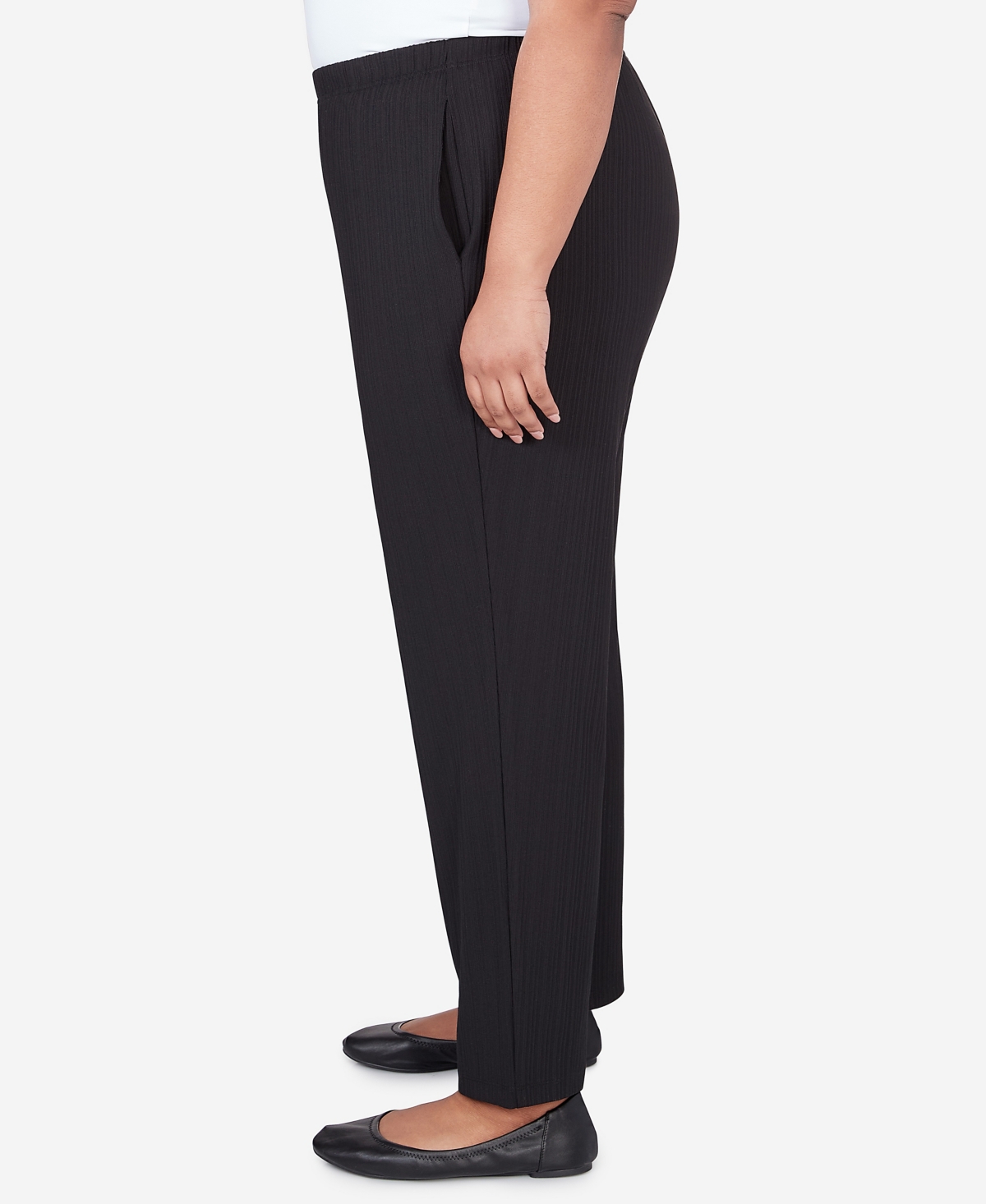 Alfred Dunner Plus Size Opposites Attract RibbedPant - Black